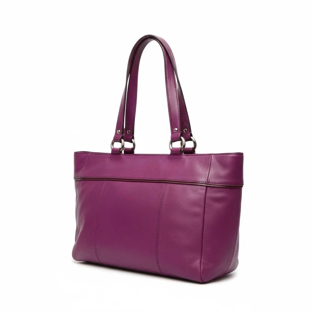 Vintage Coach Eggplant Purple Soft Leather Tote Bag with Original Tag - Picture 6 of 12